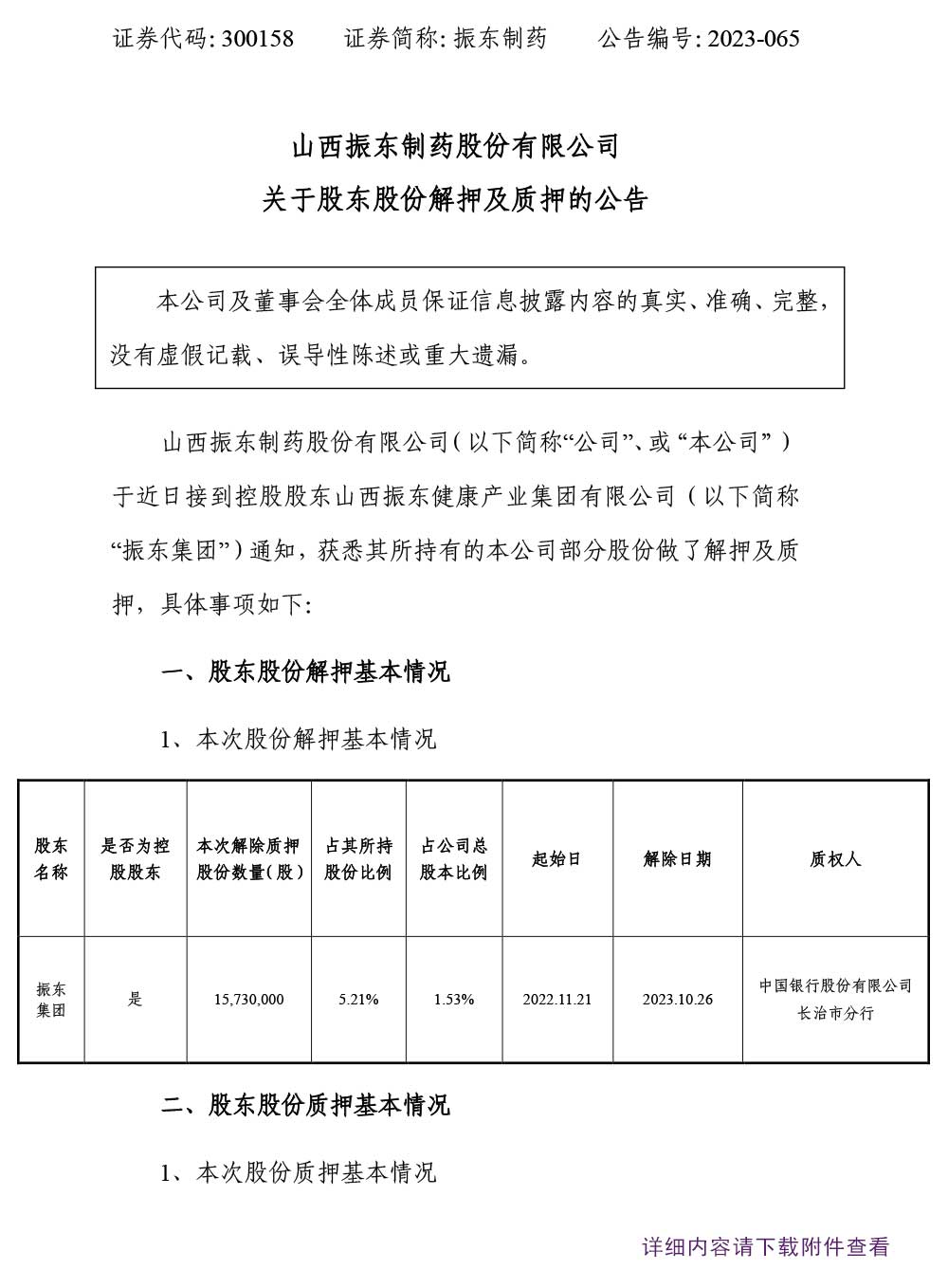 大奖国际制药,大奖国际,300158,股东股份解押及质押,股东股份